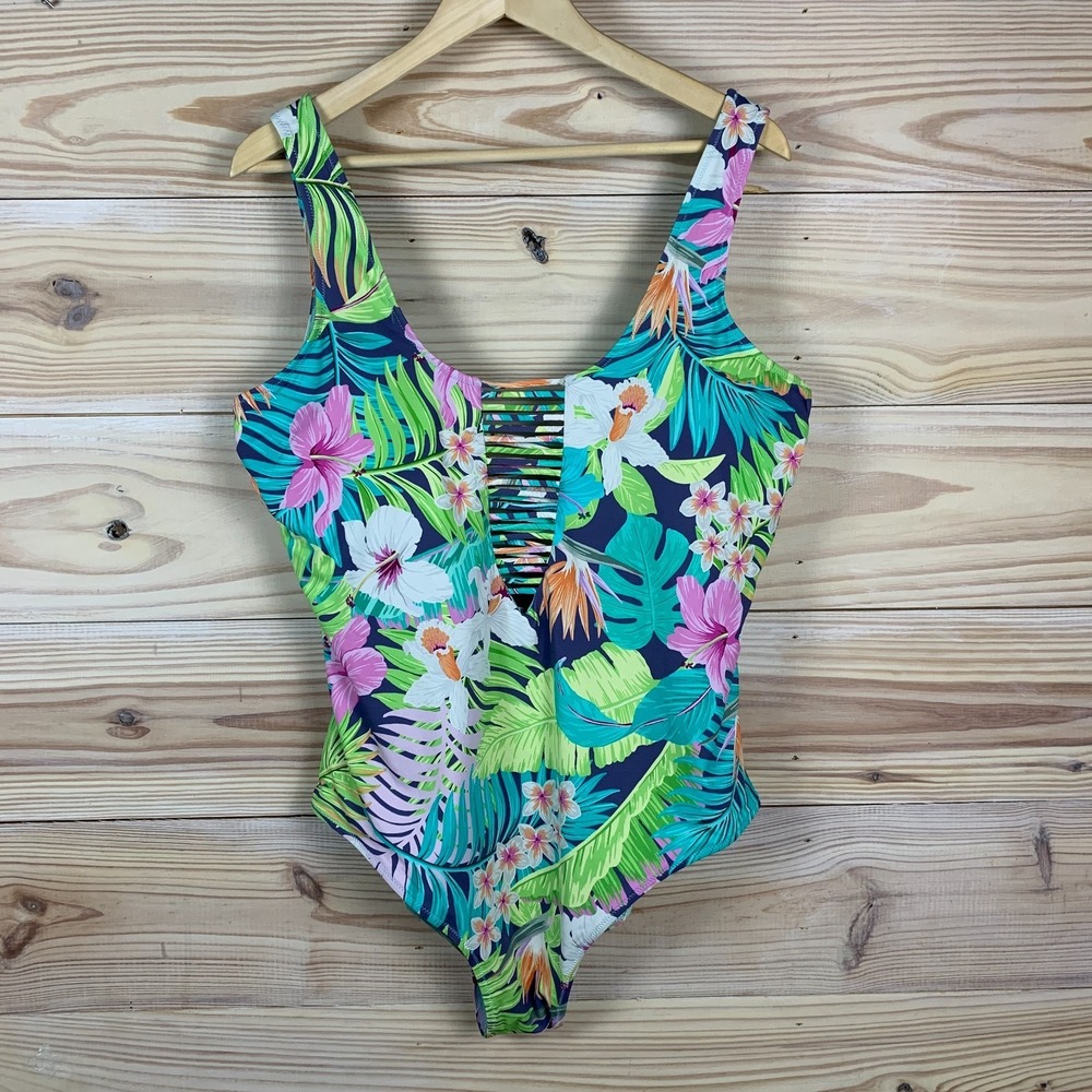 Coastal‎ Waves Swimwear 3X Pastel Tropical Floral One Piece NWT